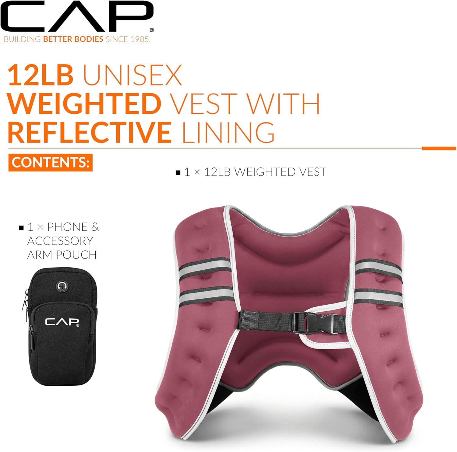 image:imageCAP Weighted Vest  8lb 30lbs  Reflective Workout Vest for Walking Running Cardio Strength Training  Multiple ColorsRose