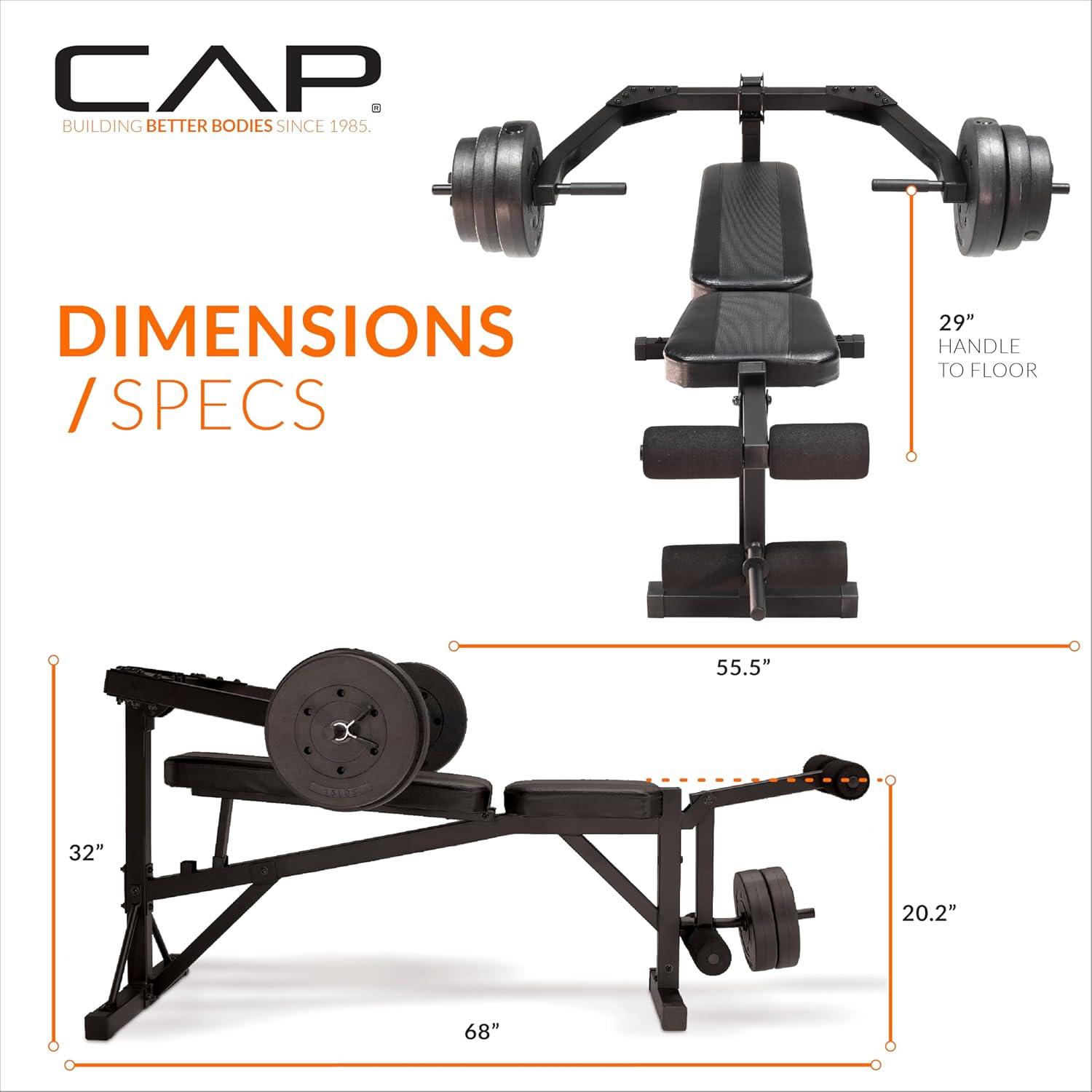 image:imageCap Leverage Weight Bench with 100 LB Vinyl Weight Set Adjustable Strength Training Bench with Leg Developer MultiPosition Home Gym Bench Press with Vinyl Cement Plates amp Spring Collars