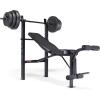 image:imageCAP Barbell Standard Weight Bench with Leg Developer and a 100 LB Vinyl Weight Set  Adjustable Backrest Barbell and Cement Plates for Home Gym