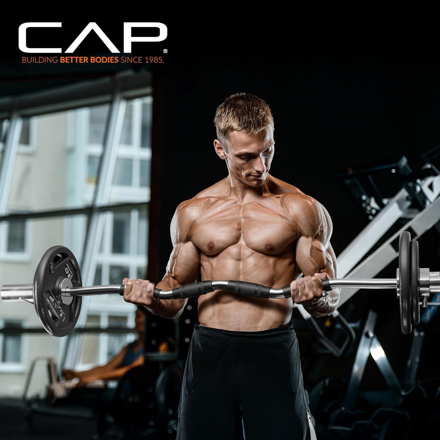 image:imageCAP Barbell Bicep and Tricep Olympic Bars Multiple optionsChromewRubber Grips