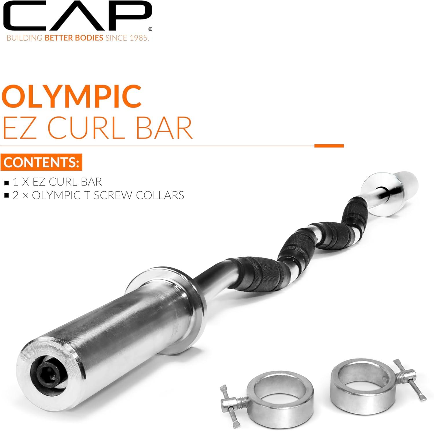 image:imageCAP Barbell Bicep and Tricep Olympic Bars Multiple optionsChromewRubber Grips
