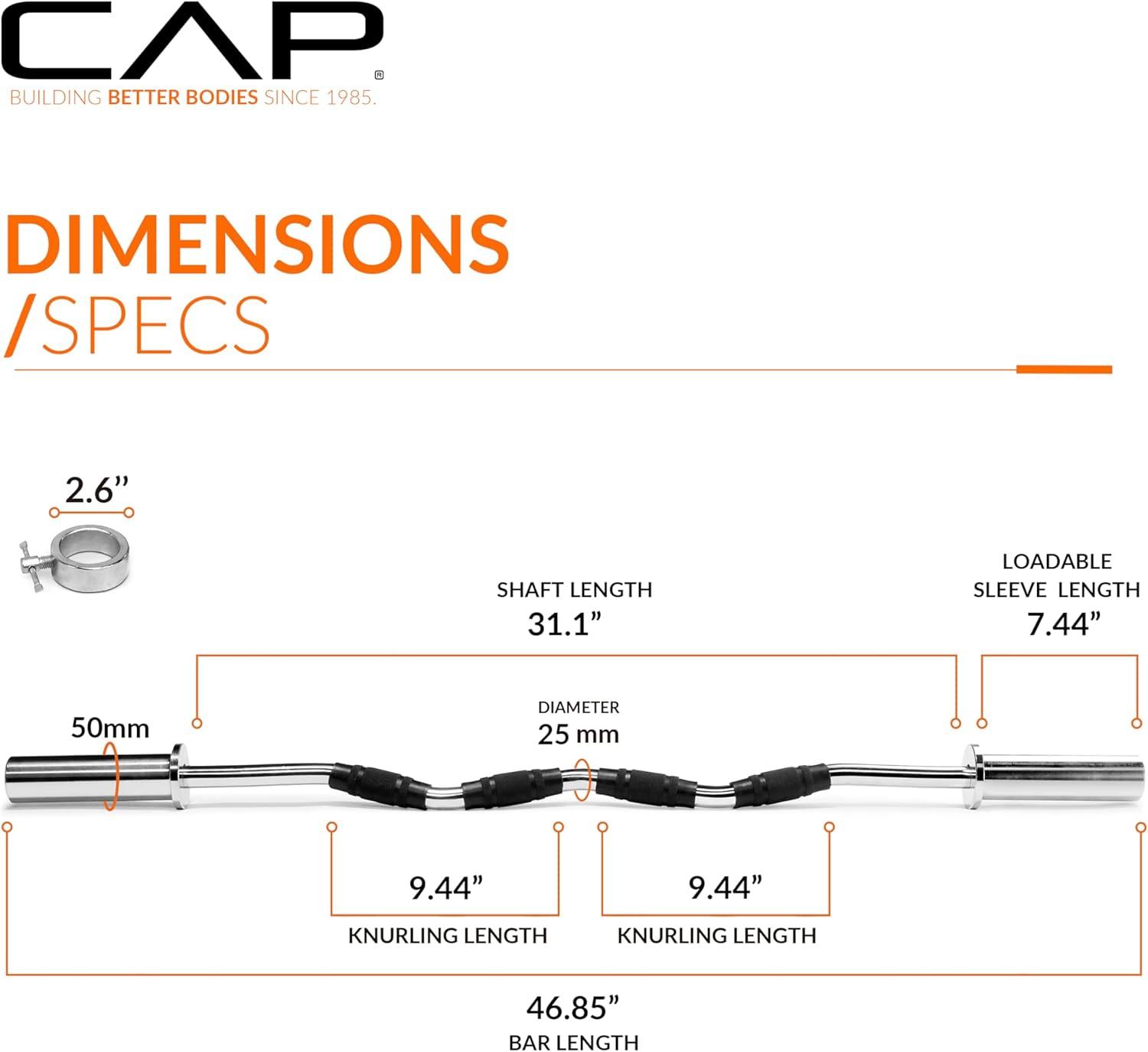 image:imageCAP Barbell Bicep and Tricep Olympic Bars Multiple optionsChromewRubber Grips