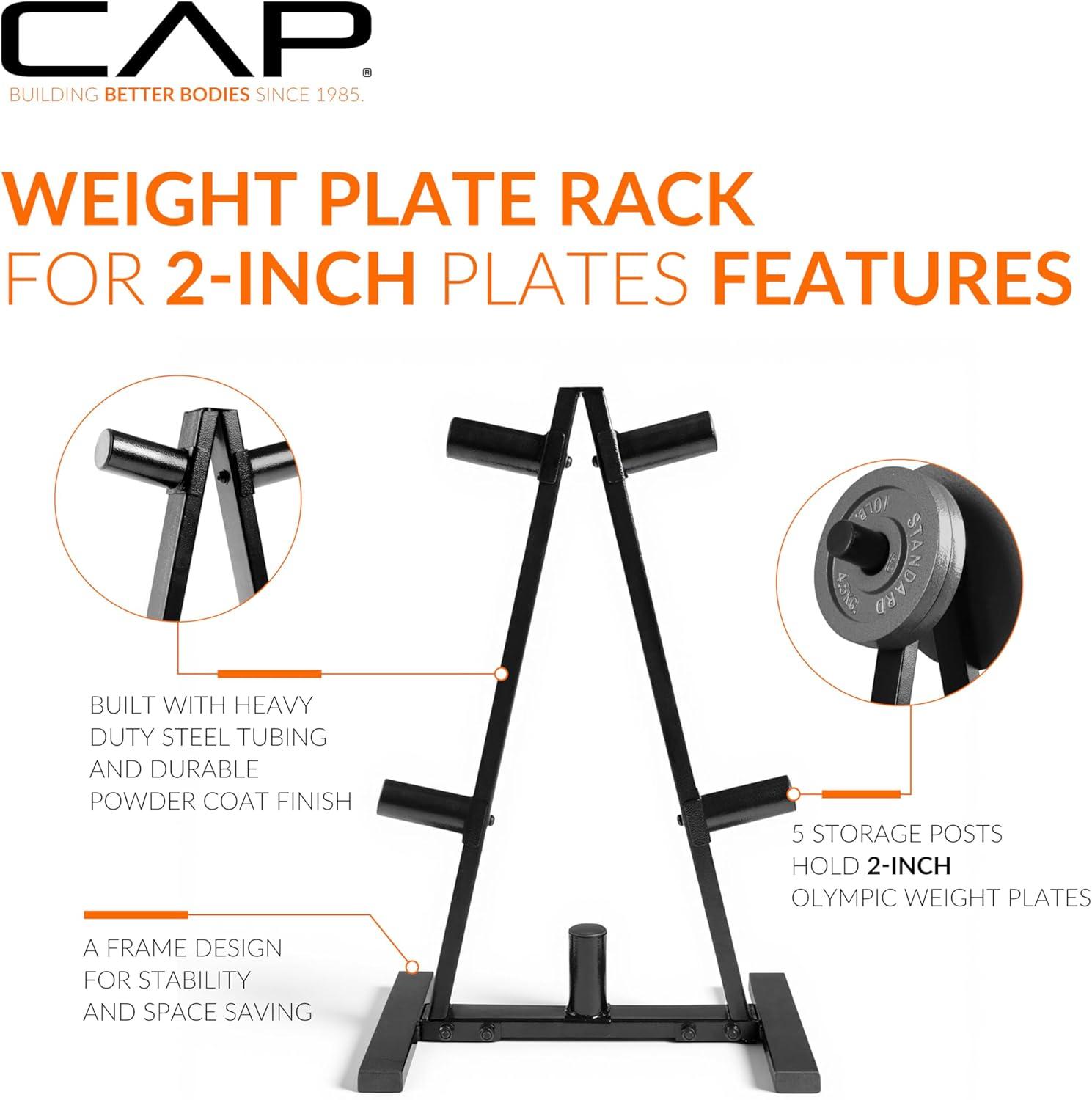 image:imageCAP AFrame Olympic Plate Rack HeavyDuty 2Inch Weight Plate Tree and Storage 5 and 7 post options5 Posts