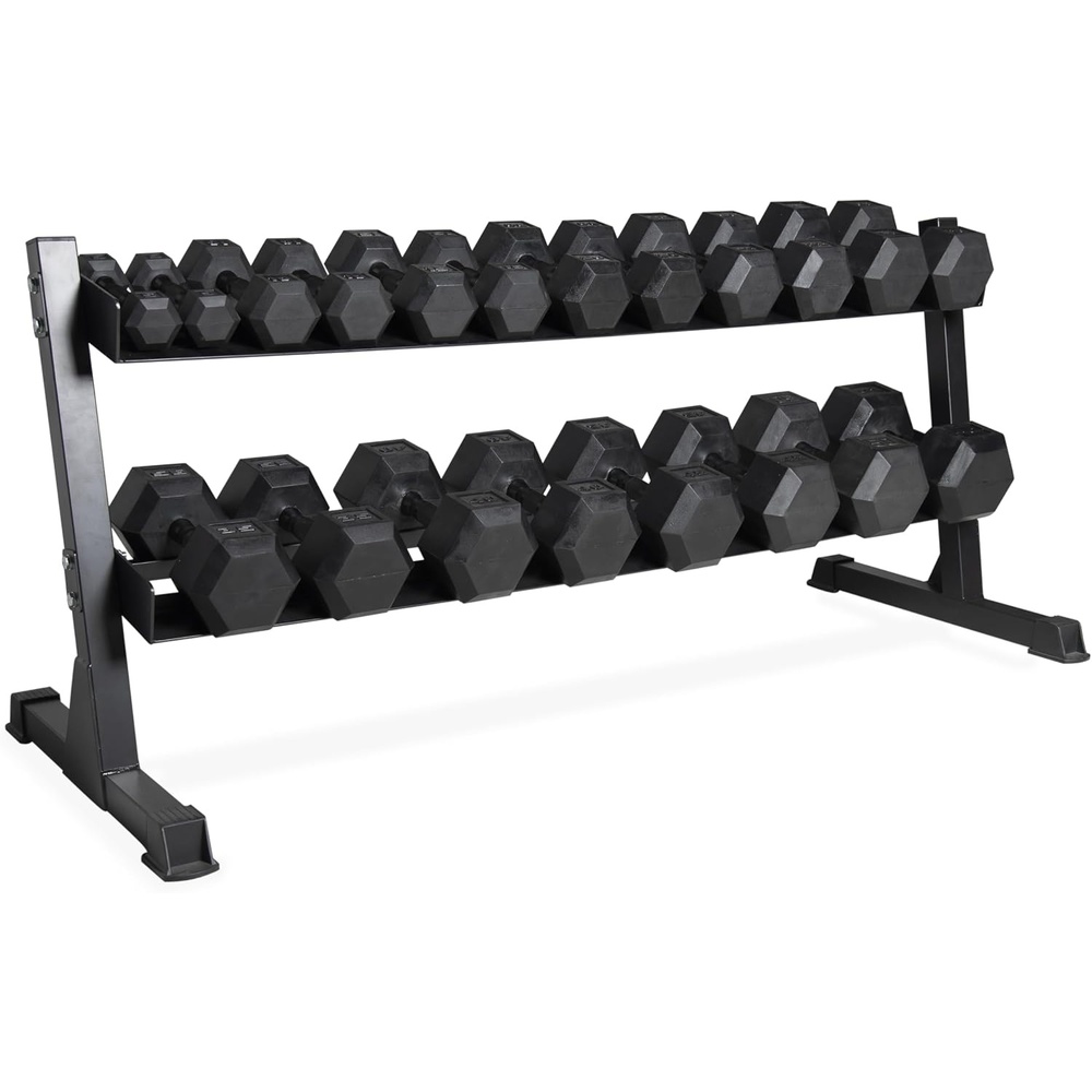image:imageCAP 280 LB 550 LB 1200 LB Dumbbell Set with Horizontal 23 Tier Rack Rubber Hex Free Weights Home Gym Weight Set for Strength Training550 lb Set
