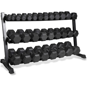 CAP 280 LB, 550 LB, 1200 LB Dumbbell Set with Horizontal 2-3 Tier Rack, Rubber Hex Free Weights, Home Gym Weight Set for Strength Training(1200 lb Set)