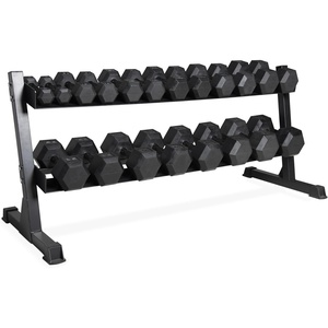 CAP 280 LB, 550 LB, 1200 LB Dumbbell Set with Horizontal 2-3 Tier Rack, Rubber Hex Free Weights, Home Gym Weight Set for Strength Training(550 lb Set)